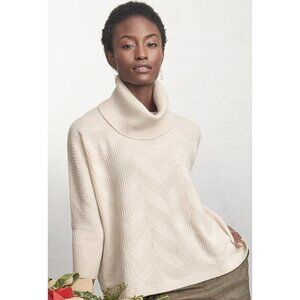 GARNET HILL Shimmering Cashmere Convertible Sweater in Neutral Tan Metallic Sz S
